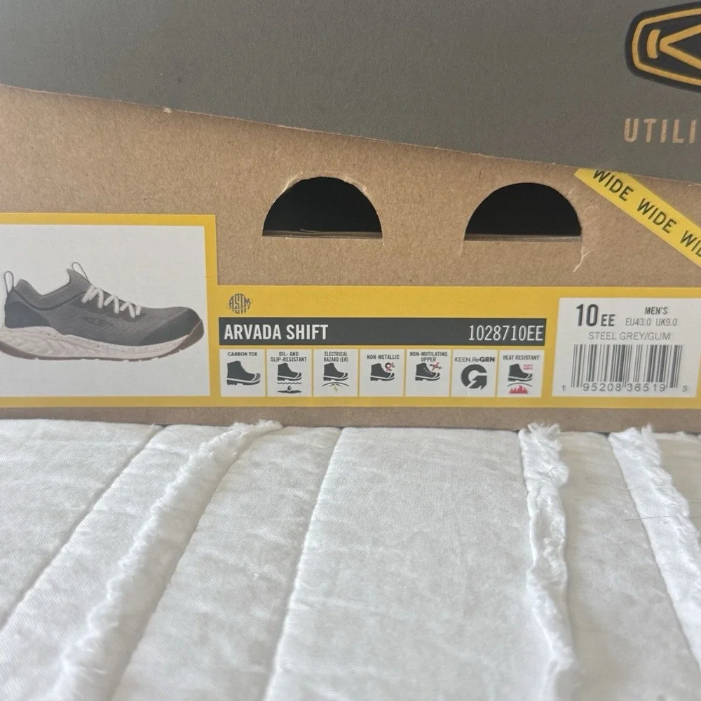 KEEN Arvada Shift Steel Toe Men's 10EE Wide Safety Utility Work Wear Grey